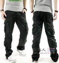 Four Seasons mens overalls loose casual pants mens multi-pocket trousers outdoor travel pants youth