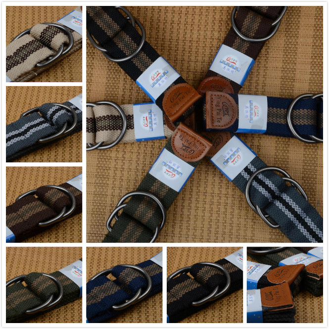 Special double-ring buckle canvas belt for men and women outdoor sports leisure pants student youth woven belt tide