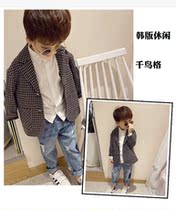 Boy plaid suit jacket casual single thousand bird grid thin 2021 Spring and Autumn New Korean version of foreign style children children