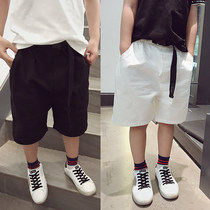 Boy white casual shorts 2021 summer new thin knee cotton children wear Korean loose middle pants