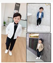 Boy White small suit jacket thin single piece childrens leisure 2021 Spring small children Korean version of foreign style suit
