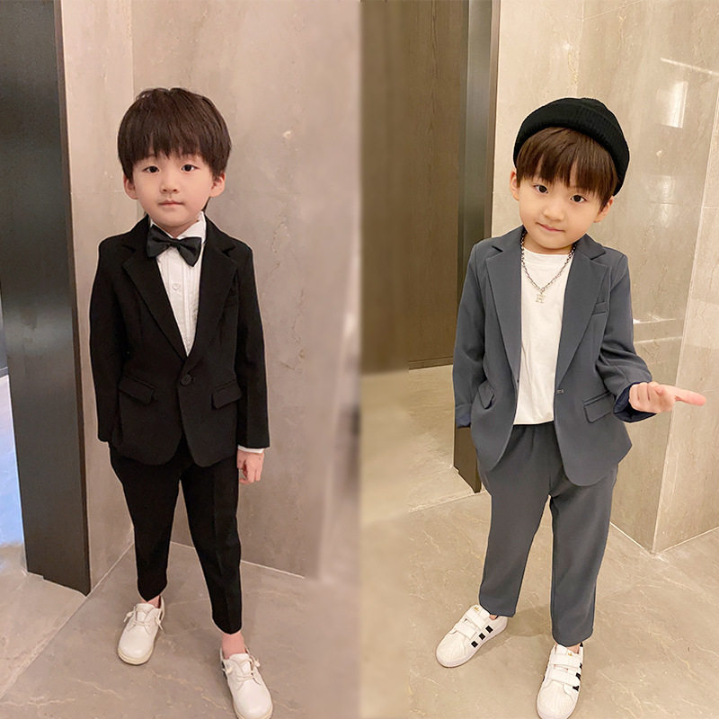 Boys' suits handsome British casual single-breasted spring and autumn children's Korean suits host flower girl black dress