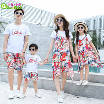 Parent-Child Costume seaside beach beach dress male treasure female treasure family four short-sleeved summer 2021 new female women tide