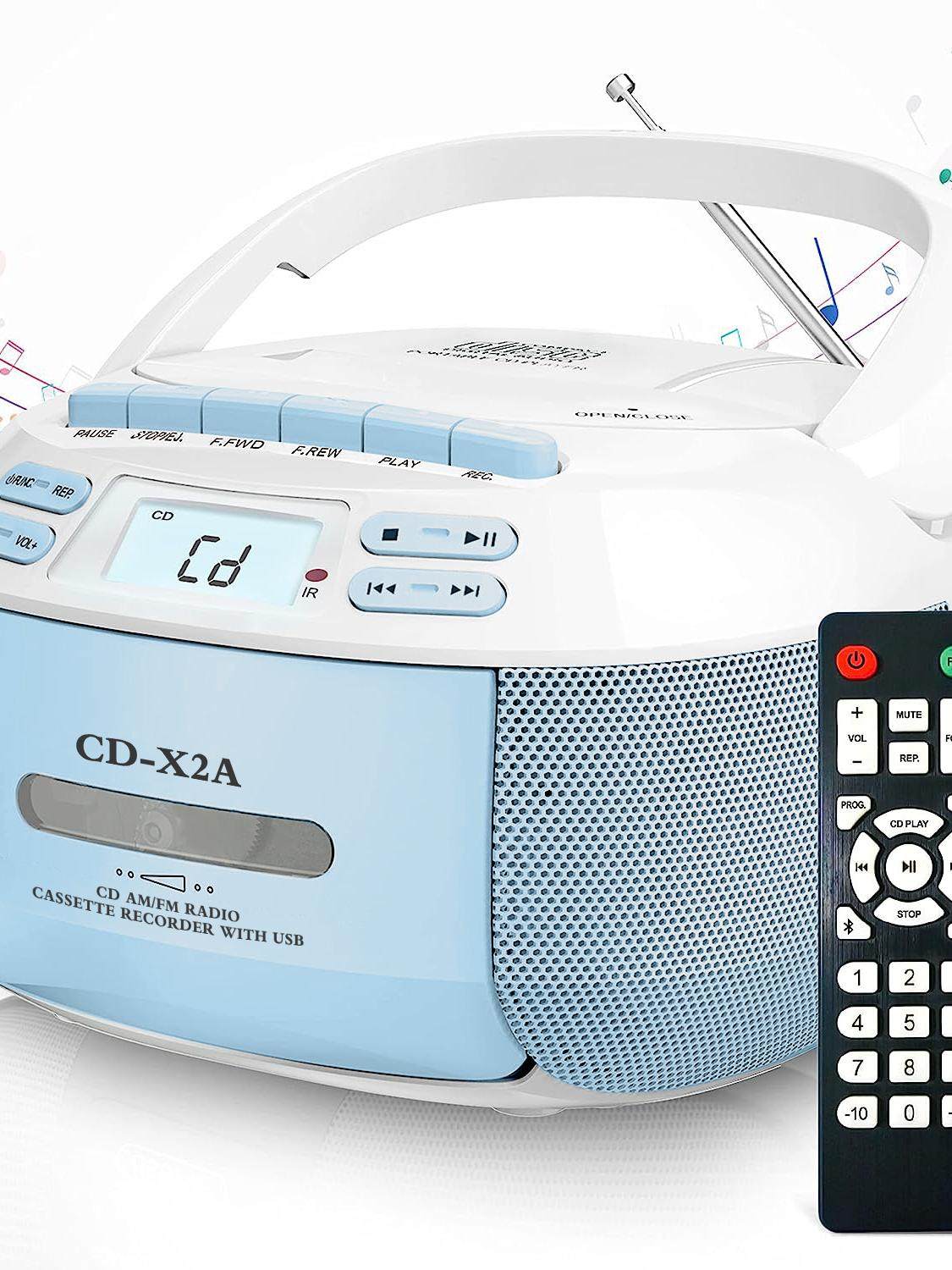 Portable Bluetooth Cd Mp3 Player Fm Radio Tape Recorder Cassette Can USB Flash Drive English Disc Learning