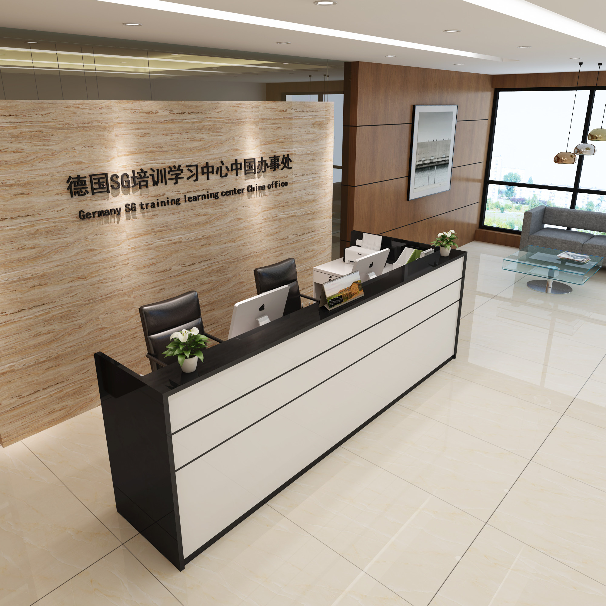 Simple company reception desk welcome desk bar front desk corner shop cashier counter