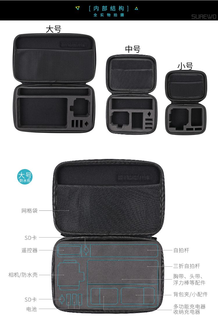 Cho GOPRO Hero7 nhà ở không thấm nước / 6/5/4 số nhỏ và vừa di chuyển động kỹ thuật số túi hộp mực máy ảnh cho - Lưu trữ cho sản phẩm kỹ thuật số hộp đựng tai nghe bluetooth cute