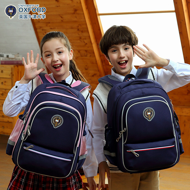 Oxford University School Bag Primary School Student Children Backpack Ridge Protector Girls Large Capacity 3-6 Grade Boys Junior High School Students