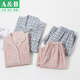 AB pajamas ແມ່ຍິງ summer ຝ້າຍບໍລິສຸດ trousers ແຂນຍາວສອງສິ້ນຊຸດຜູ້ຊາຍບາງພາກຮຽນ spring ແລະດູໃບໄມ້ລົ່ນຝ້າຍ plaid ເຮືອນຊຸດ