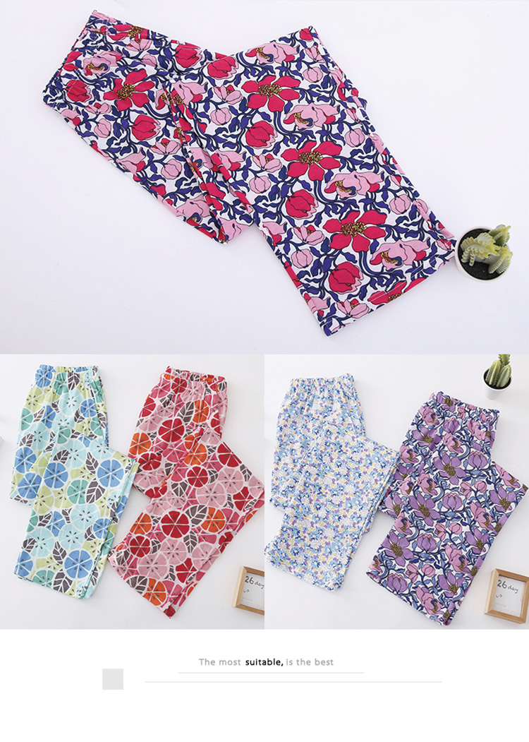 AB đồ lót mùa hè đích thực nhà quần của phụ nữ cotton mỏng in ấn thẳng lỏng kích thước lớn phụ nữ giản dị của quần ngủ quần