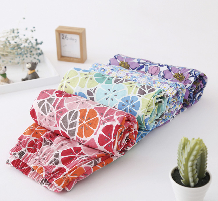 AB đồ lót mùa hè đích thực nhà quần của phụ nữ cotton mỏng in ấn thẳng lỏng kích thước lớn phụ nữ giản dị của quần ngủ quần