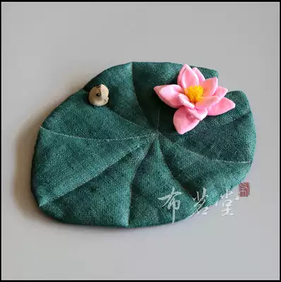 Bumingtang frog and lotus hand-woven thick mat fabric lotus leaf lotus tea mat tea pot mat
