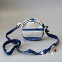 Bumingtang round cake canvas crossbody bag tie-dyed round cake bag handmade vegetable dyed pure cotton inside and outside