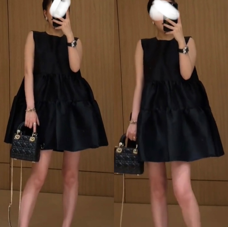 2026 Summer Sleeveless French Light Luxury Sweet and Cute Puff Skirt Korean Style Elegant Loose Age-Reducing Babydoll Dress