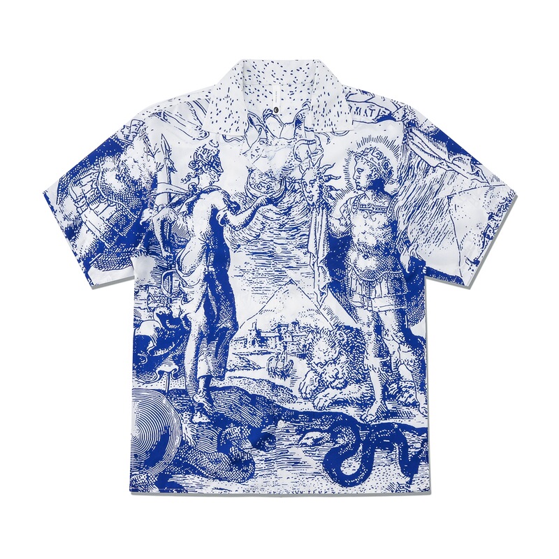 ins High Street Retro Light Luxury Short-Sleeve Shirt for Men and Women, Spring/Summer Youth Casual Saint Seiya Cuban Collar Shirt