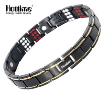 Negative ion balance energy bracelet black gold stainless steel Korean titanium steel bracelet for men and women students sports fitness accessories