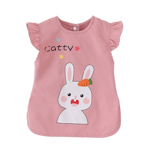 Летний детский водонепроницаемый нагрудник для девочек без рукавов для еды, фартук для принцессы, год кролика