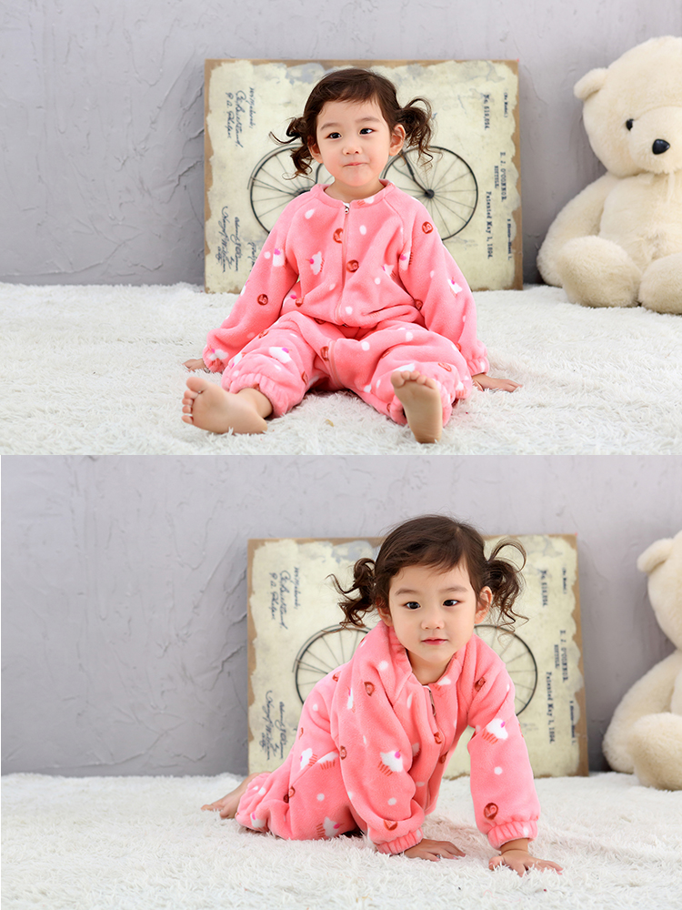 Babyiesies mùa thu dày phần 0-5 tuổi đàn ông và phụ nữ Đồ ngủ trẻ em 2 flannel 1 mùa thu và mùa đông 3 bộ đồ ngủ trẻ em một mảnh bộ body cho bé