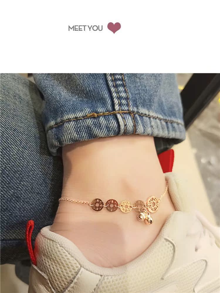 Chân phong cách đơn giản hoa hồng vàng thời trang rỗng bướm tua vòng chân nữ Sen gửi cho bạn gái phụ kiện sinh viên - Vòng chân lắc chân pnj