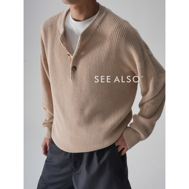 See Also『King's Gift』Relaxed Old Money Knit Sweater, Lazy and Versatile, Henry Collar Long Sleeve Base Layer