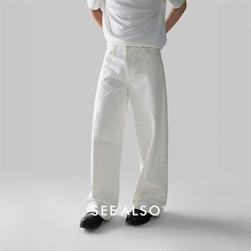 See Also『26Ss Black Label』Super Fine-Spun Selvedge Raw Denim Old Money New Rich White Straight-Leg Jeans for Men
