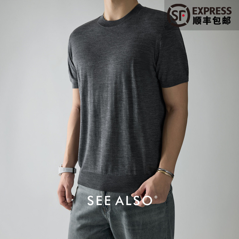 See Also『Biella Yarn Black Label』100% Wool Yangzi Yarn Old Money Style Crew Neck Short-Sleeve Knit Sweater