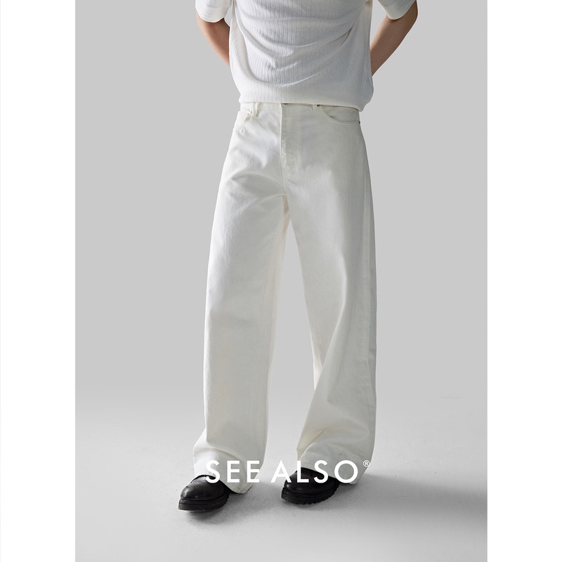 See Also『26Ss Black Label』Super Fine-Spun Selvedge Raw Denim Old Money New Rich White Straight-Leg Jeans for Men