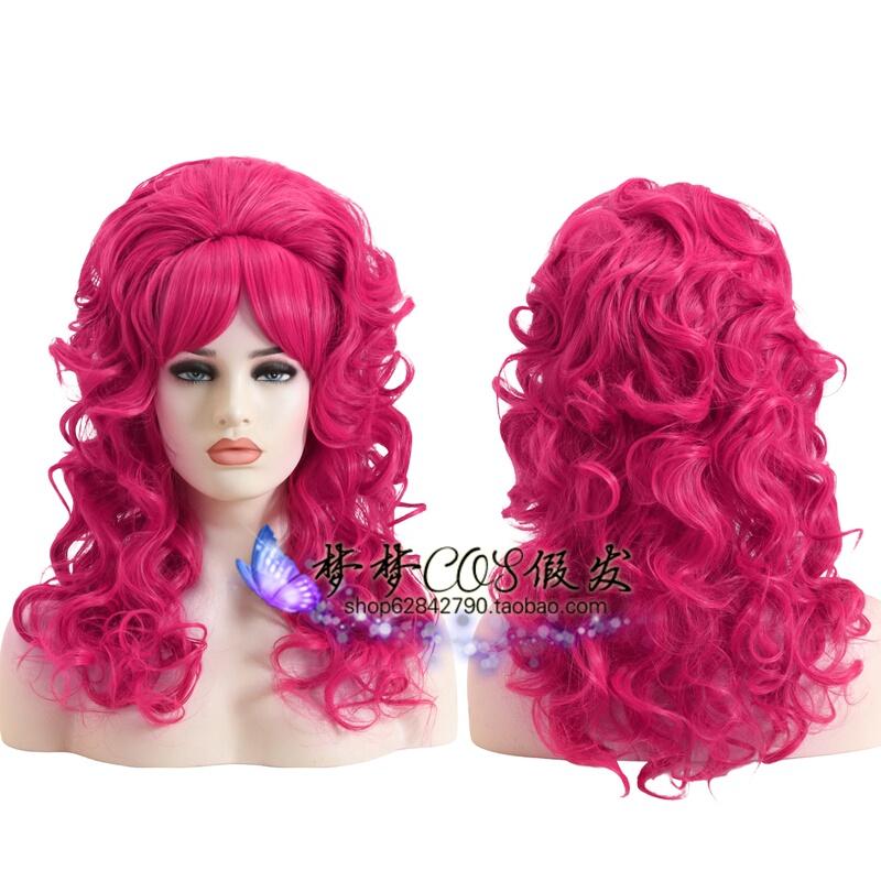 Dolly Parton Pinkie Pie Rose Red Curly Hair Halloween Performance Cosplay Wig