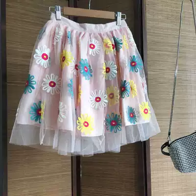 Dongdaemun boutique embroidered flower skirt sweet net gauze dress Princess dress Tuffy skirt skirt A dress 0911