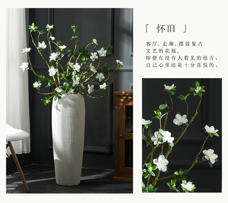 Ground vase large white living room the dried flower art I household coarse pottery Chinese ceramic pottery house furnishing articles