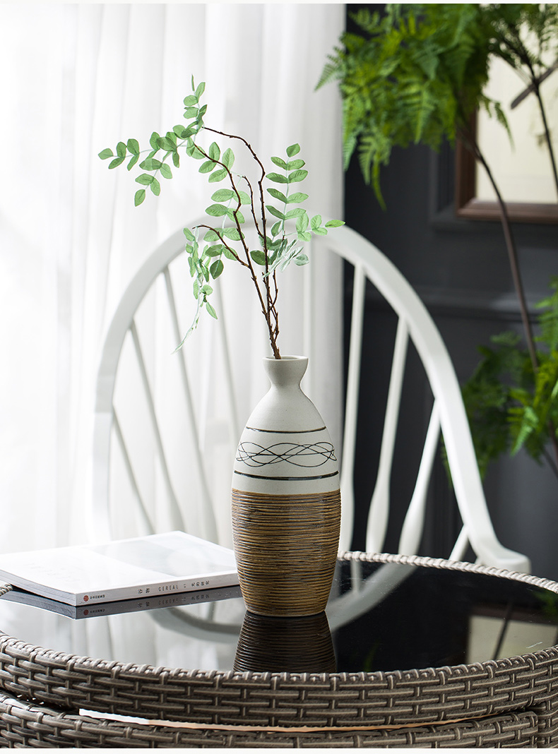 Ceramic vase planting restoring ancient ways is dried flowers sitting room adornment art home furnishing articles American coarse pottery flower arranging I and contracted