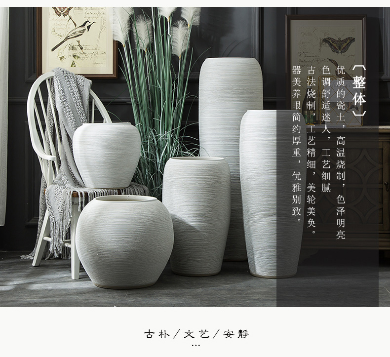 Jingdezhen ceramic large vases, flower arrangement sitting room place I and contracted white checking pottery landing big flower pot