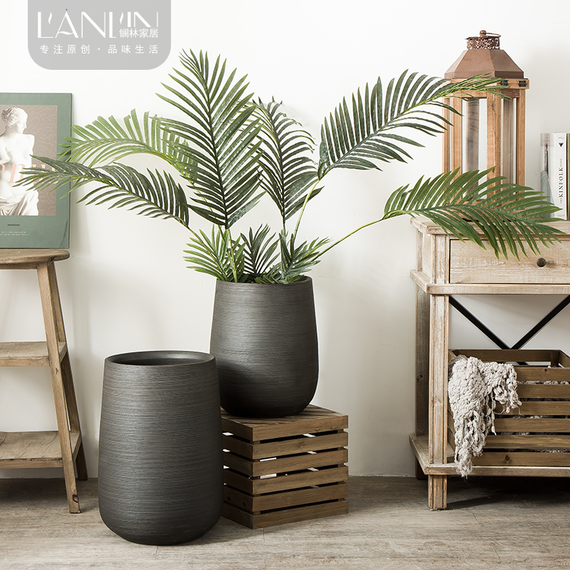 The Nordic idea ground flower arranging ceramic flower implement green plant decoration to The hotel villa furnishing articles vase VAT black flower pot
