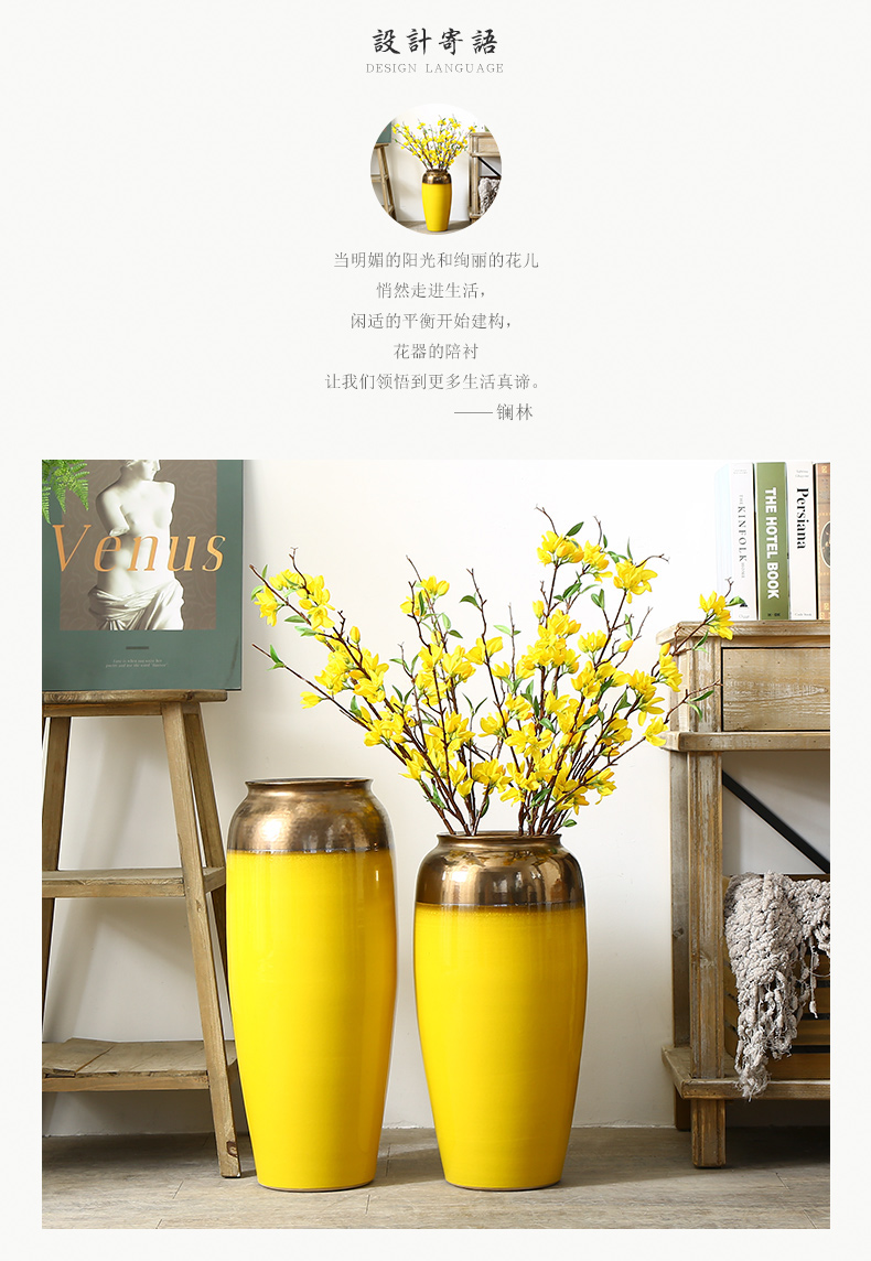 The modern super - sized sitting room adornment is placed The ground dried flower vase planting flowers, jingdezhen ceramics