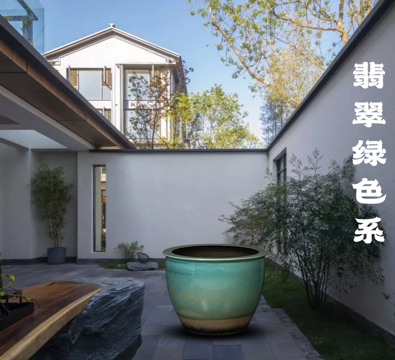 Courtyard of large cylinder jingdezhen ceramic decorative furnishing articles fish farming water lily lotus plant trees old restoring ancient ways round flower pot