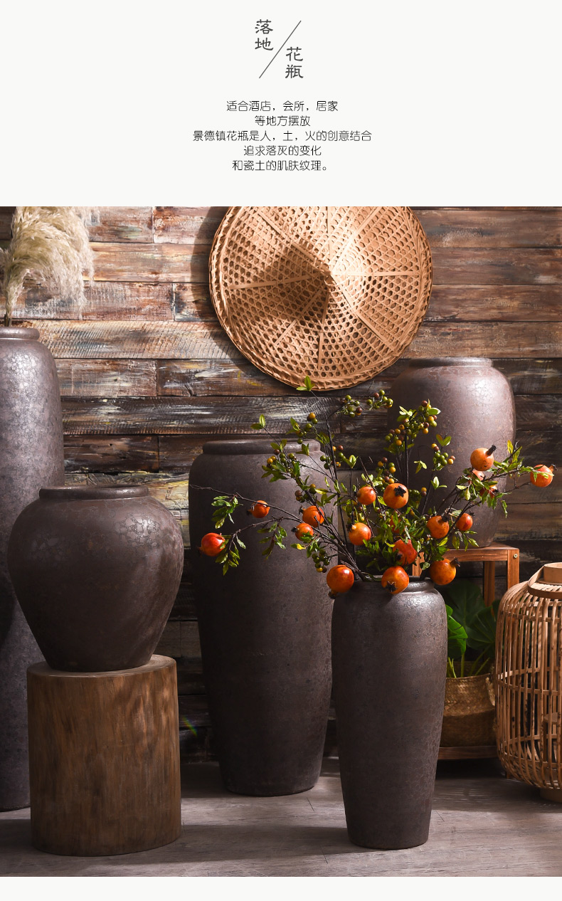 Chinese style restoring ancient ways is a large ground ceramic vase furnishing articles coarse pottery ceramic cylinder sitting room adornment flower arranging dried flower decoration