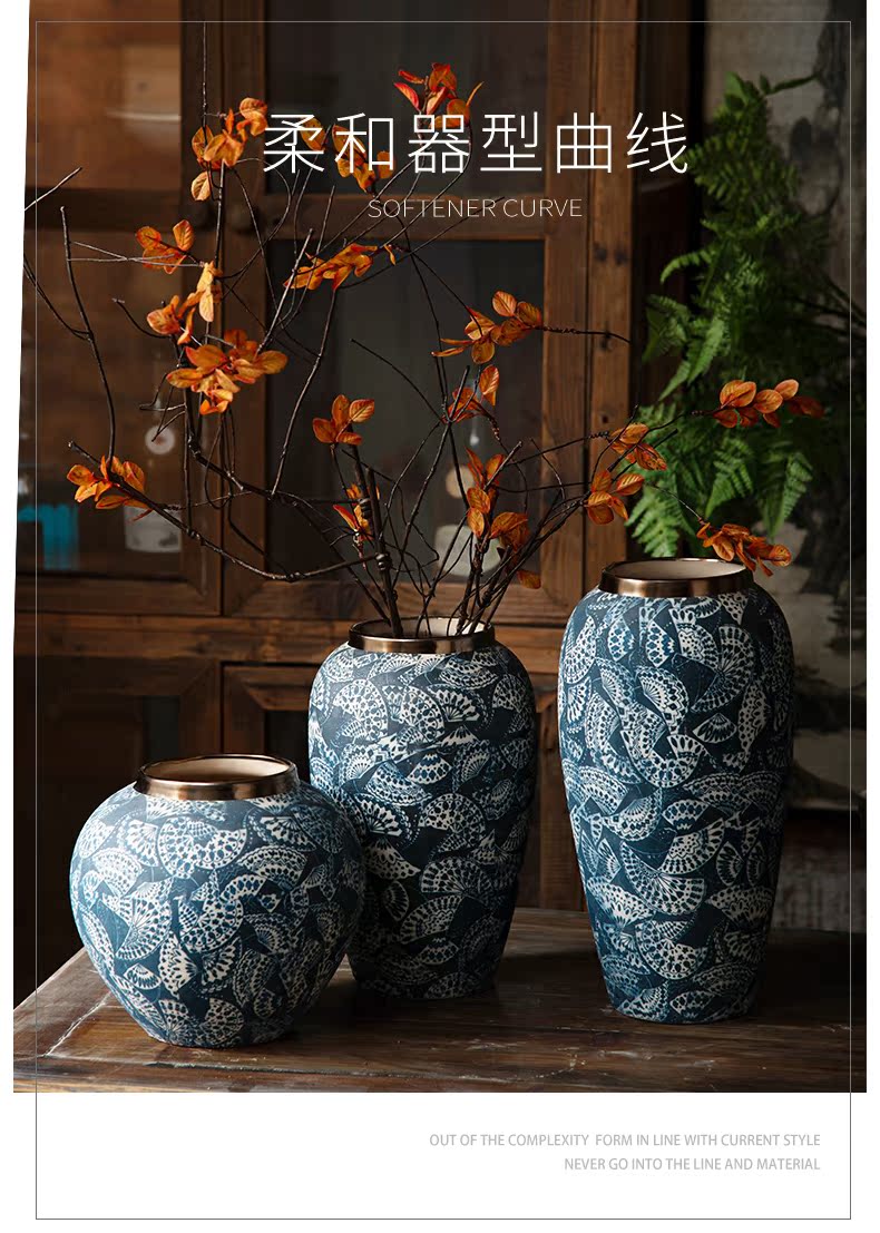 Mesa of jingdezhen Chinese blue and white porcelain vase mouths flower arrangement table ware TV ark, dried flower adornment furnishing articles