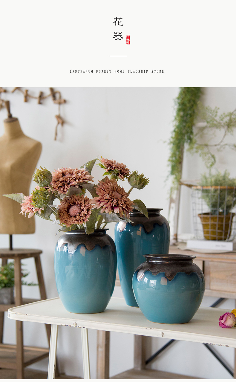 I and contracted mesa vase sitting room dry flower arranging flowers, flower implement fleshy flower pot American ceramic Nordic furnishing articles, restoring ancient ways