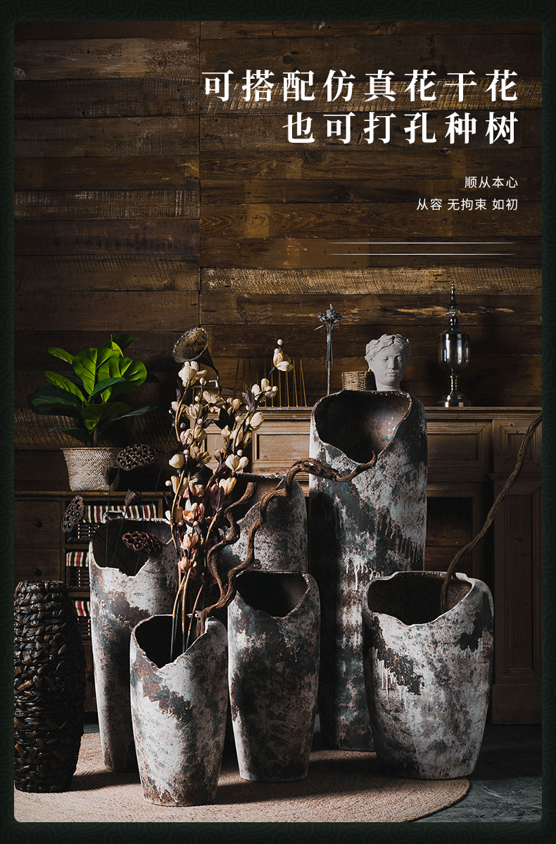 Dry flower decoration of Chinese style restoring ancient ways of large POTS coarse TaoQing storehouse furnishing articles sitting room flower arrangement of jingdezhen ceramic vase