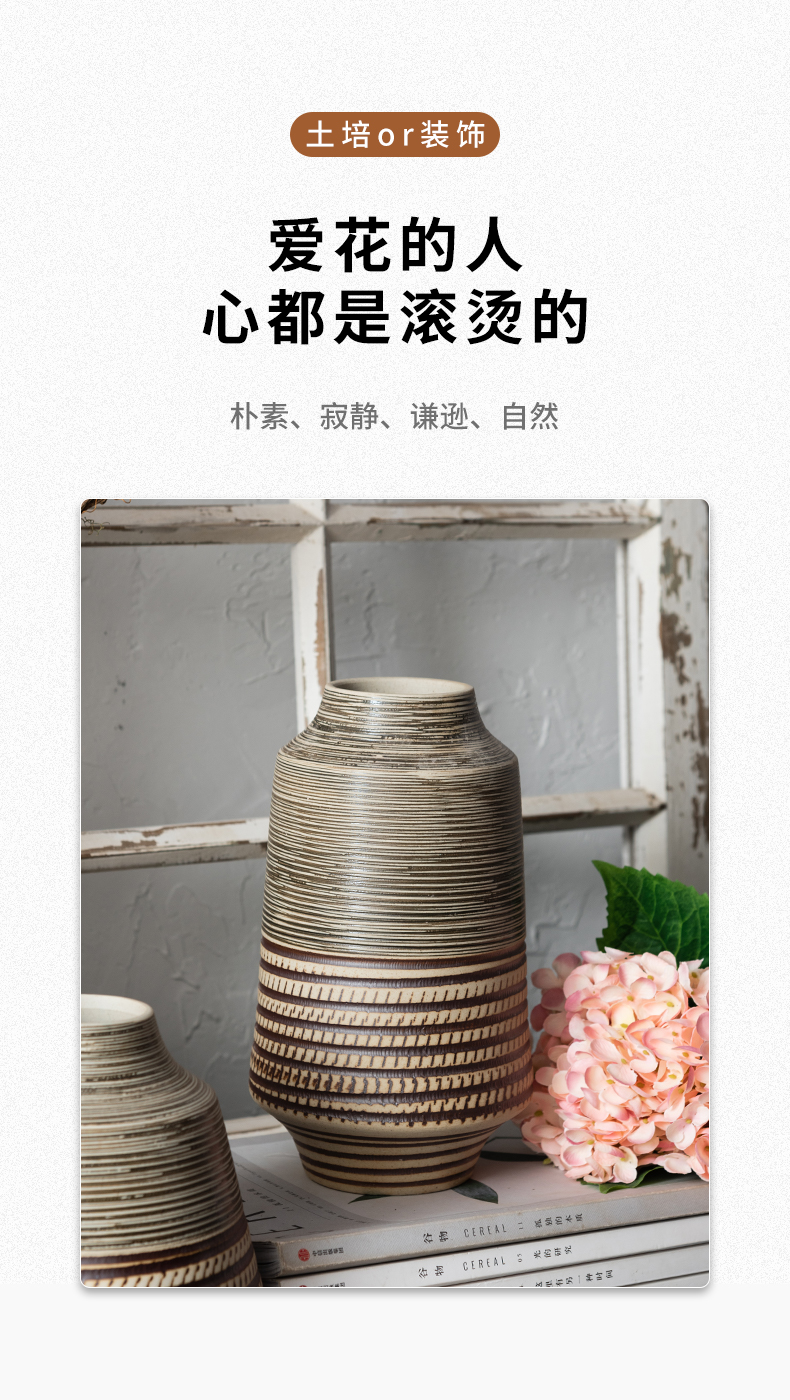 Zen ceramic vase Nordic creative contracted sitting room flower arranging new Chinese style thick some ceramic pot dry flower adornment small place