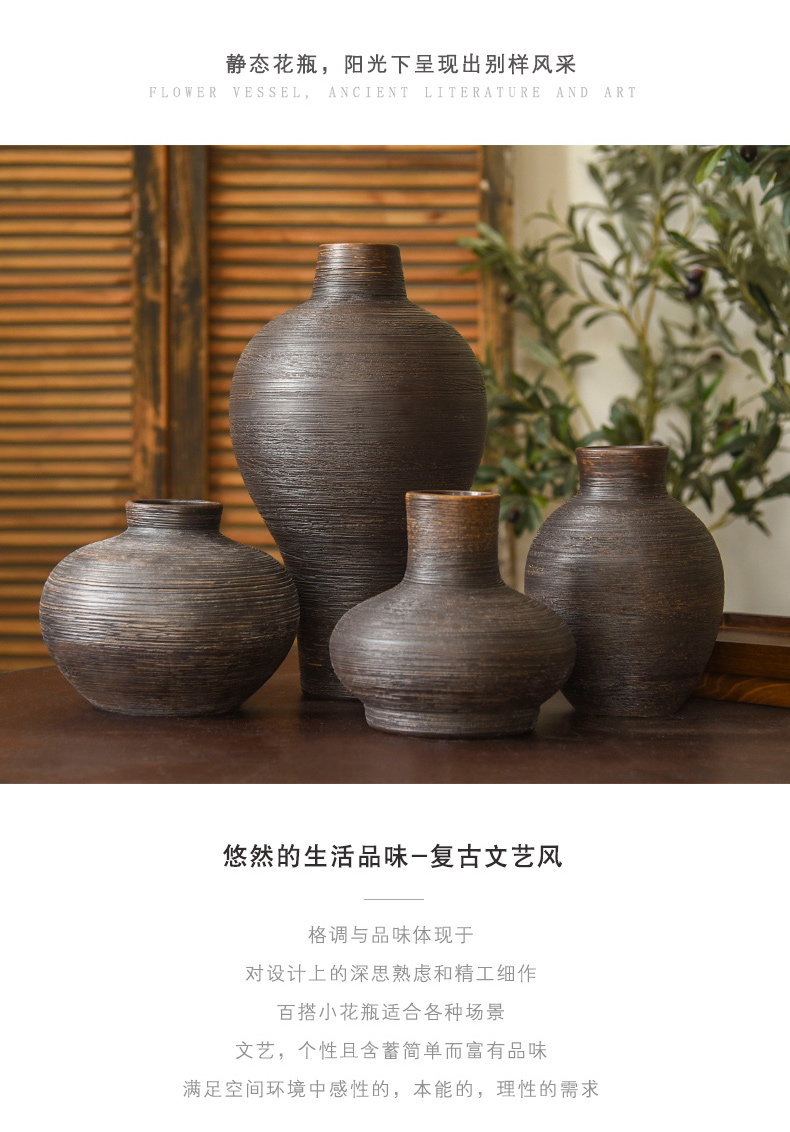 Jingdezhen ceramic mesa floret bottle coarse pottery zen Chinese style restoring ancient ways in dry flower is placed in the living room table decorations