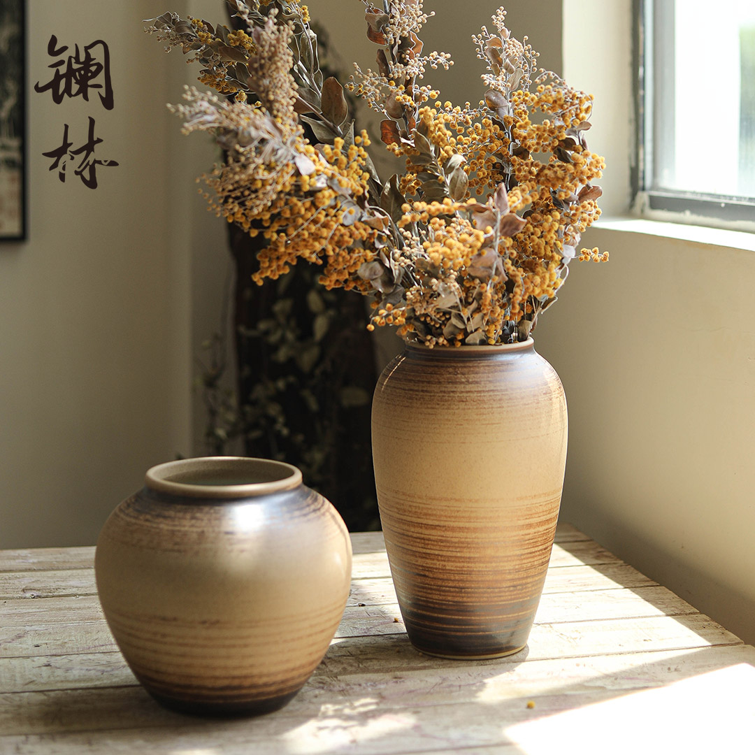Vintage checking ceramic flower arranging bottles decoration to the hotel home stay home furnishing articles zen wabi-sabi wind Japanese POTS