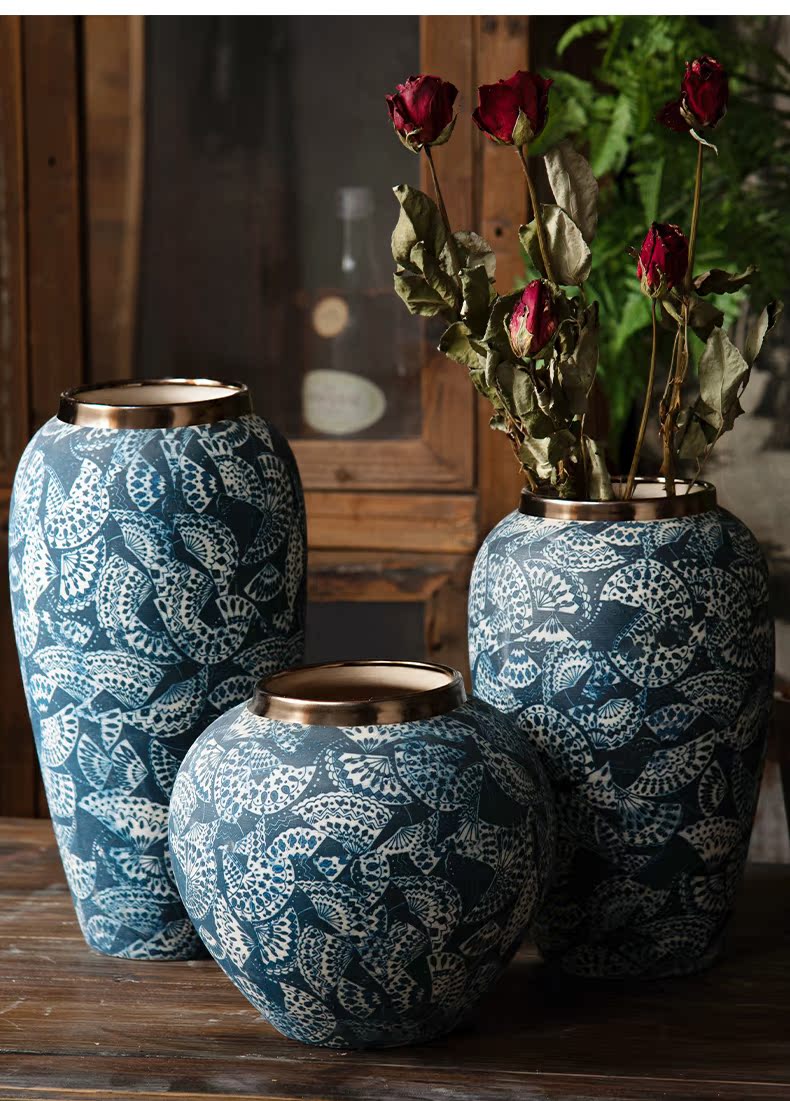 Mesa of jingdezhen Chinese blue and white porcelain vase mouths flower arrangement table ware TV ark, dried flower adornment furnishing articles