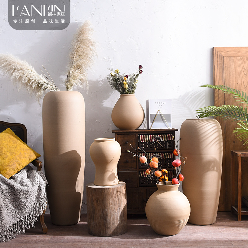 Restore ancient ways do old coarse some ceramic pot courtyard sitting room adornment home furnishing articles dried flower simulation flower decoration ceramic vase