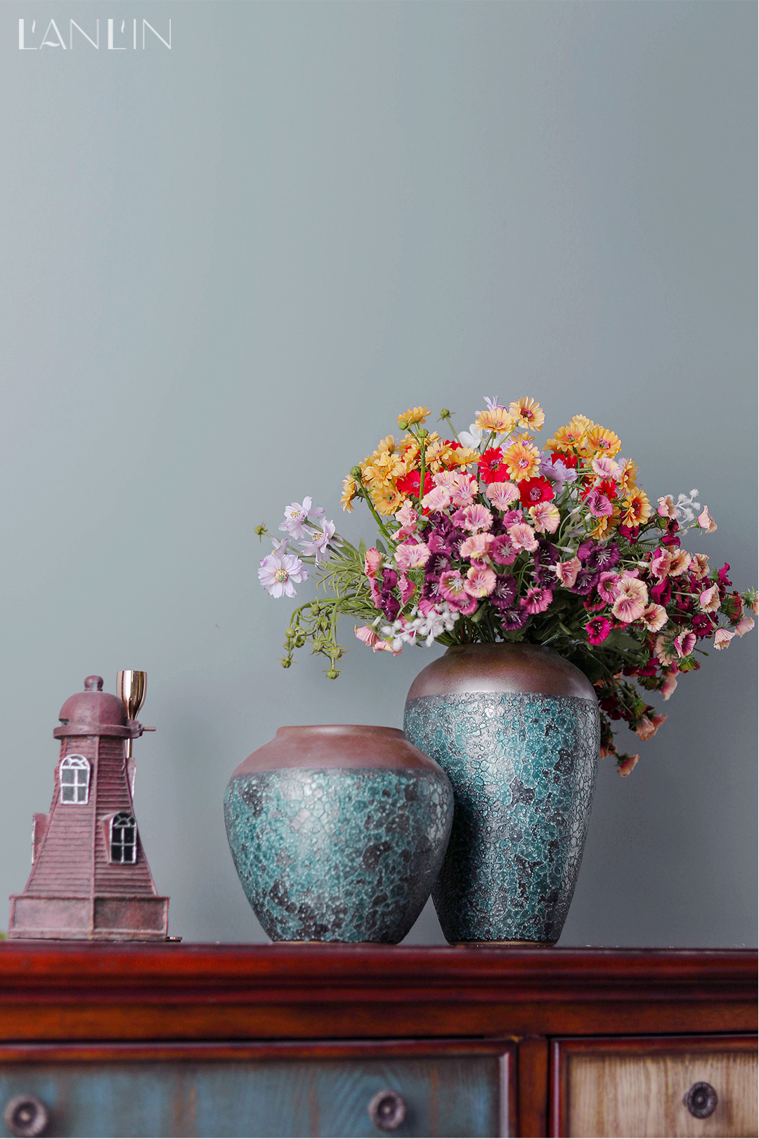 Vase furnishing articles of Chinese style ceramic decoration flower arranging dried flowers sitting room manual pottery zen retro home furnishing articles