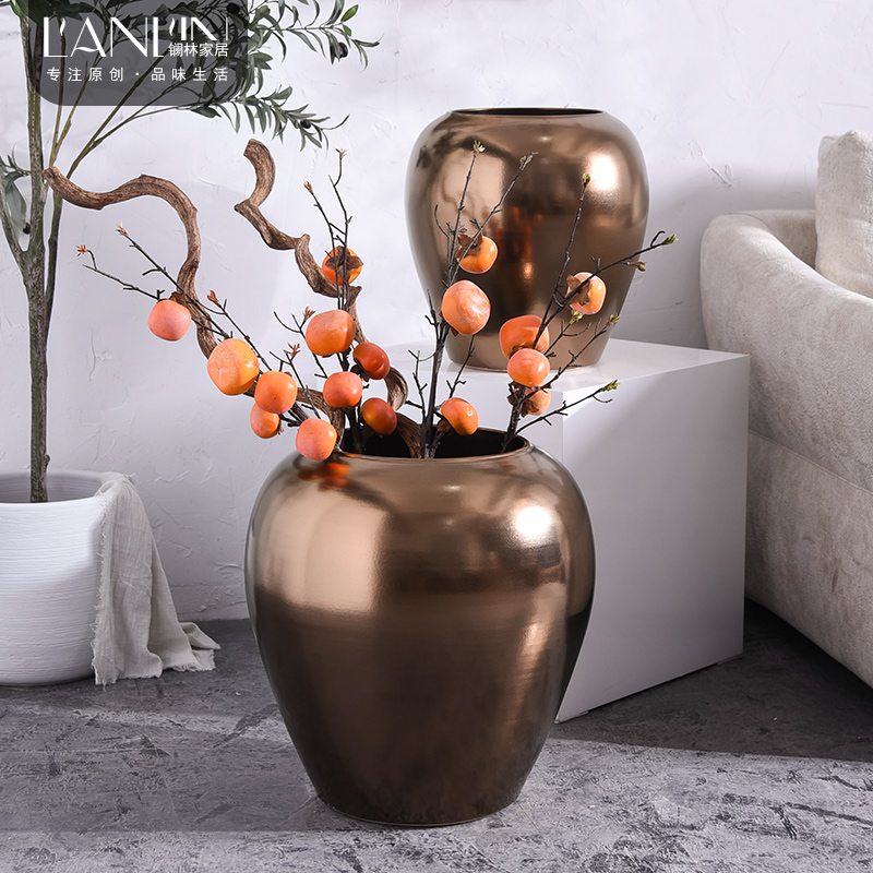 Creative modern Nordic dried flower decoration vase furnishing articles sitting room household jingdezhen landing large ceramic bottle arranging flowers