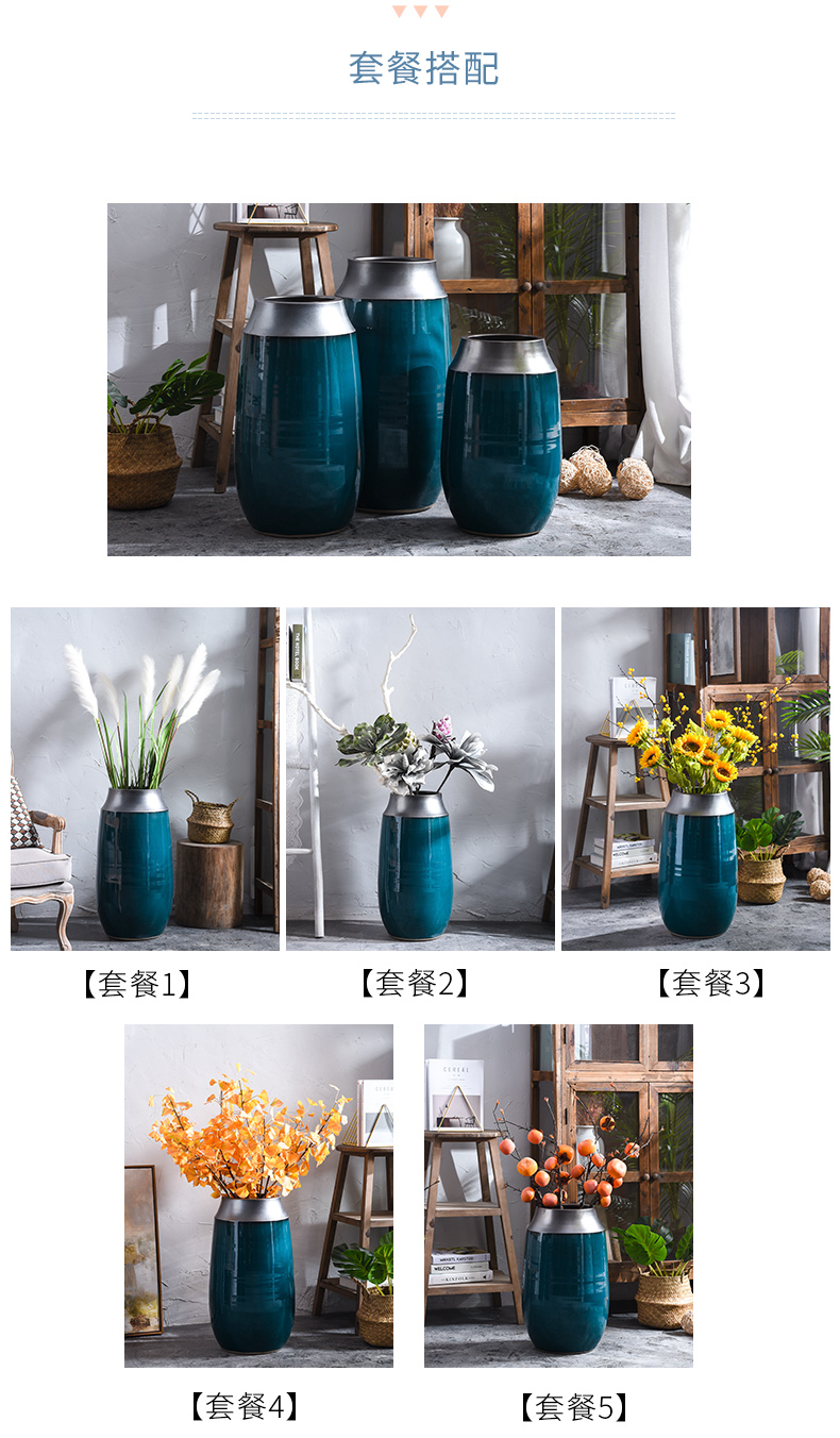 I and contracted ceramic vase is placed between the sitting room TV cabinet example simulation flower flower arranging dried flowers Nordic ornaments