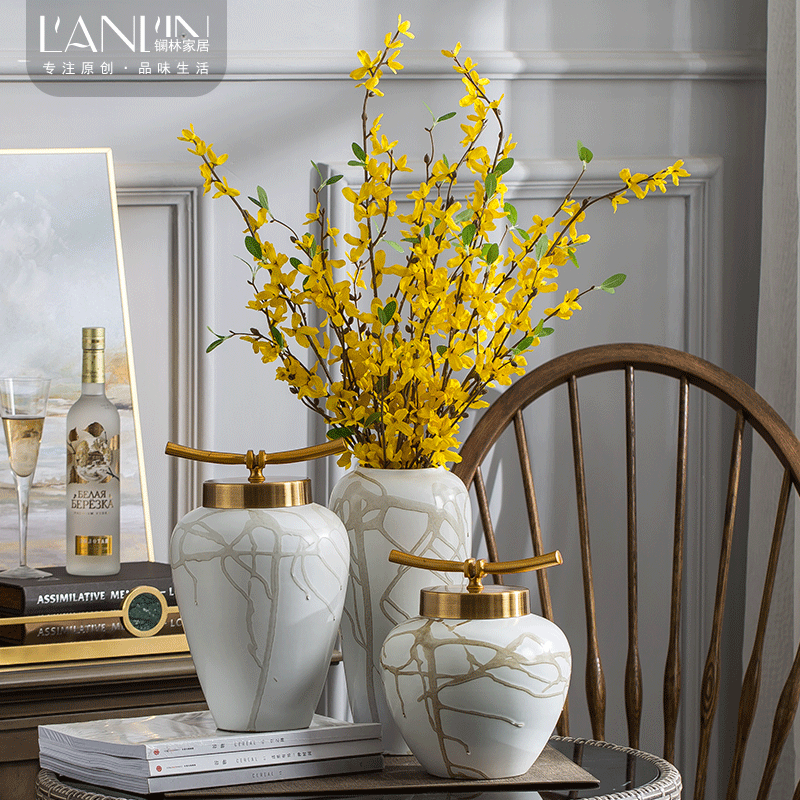 Simulation flower, dried flower flower arranging new sitting room of Chinese style household ceramic vase furnishing articles furnishing articles, the sitting room is contracted Europe type arranging flowers