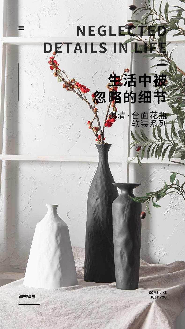 The Nordic idea contracted ins wind ceramic vase living room table dry flower arranging flowers white light modern key-2 luxury vase