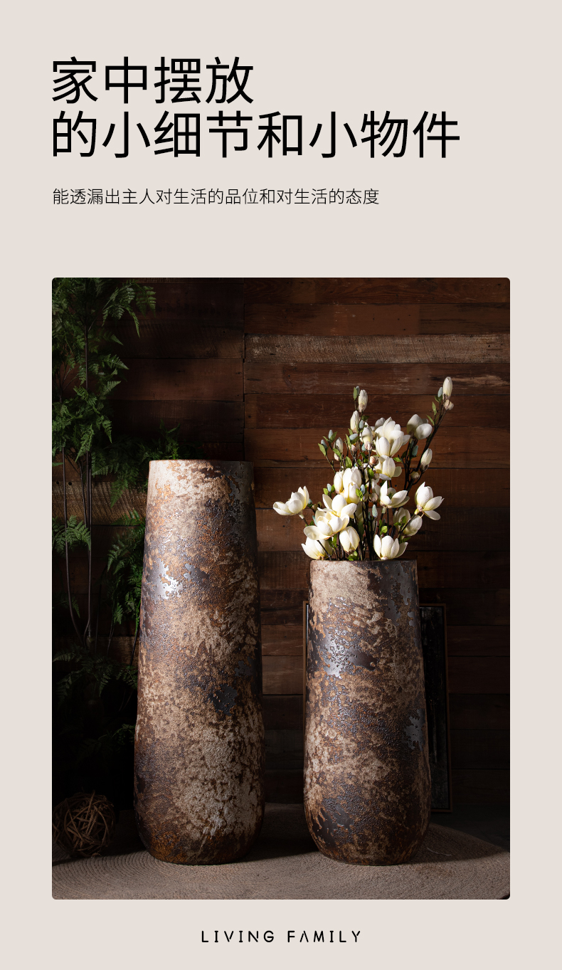 New Chinese style restoring ancient ways furnishing articles vases, ceramic flower arranging large sitting room dry flower art zen coarse pottery of large POTS