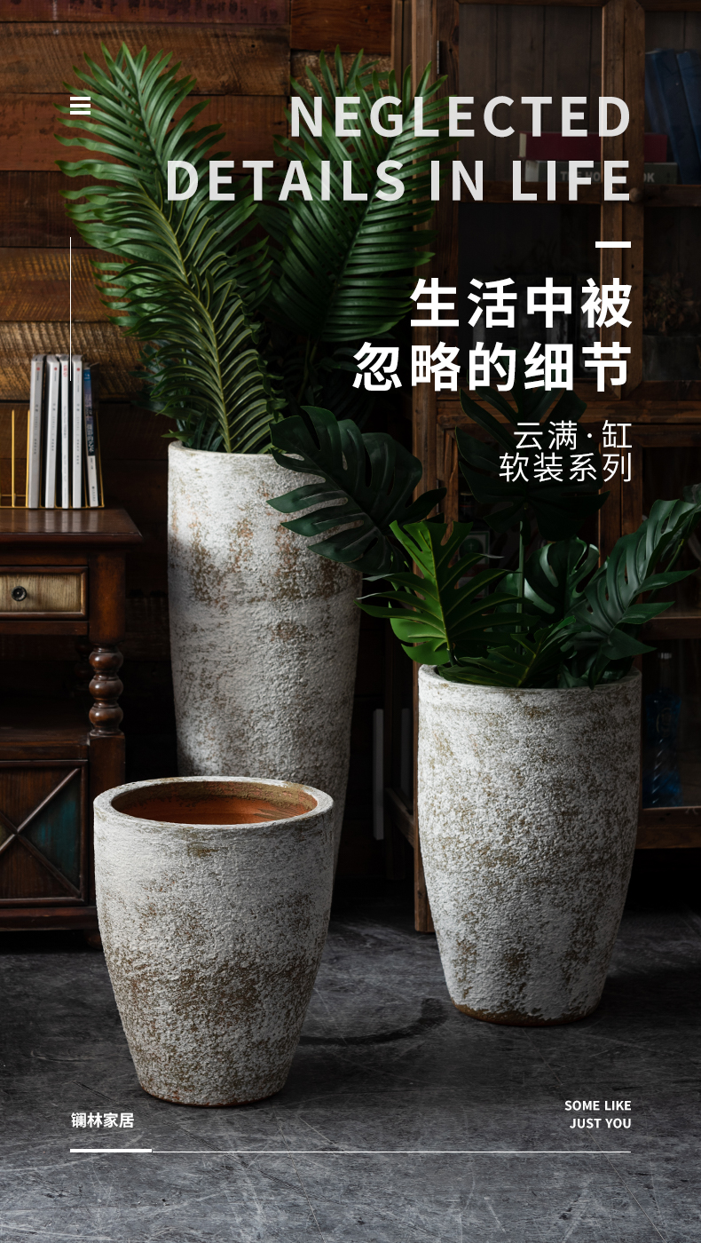 Big flowerpot restoring ancient ways furnishing articles furnishing articles sitting room be born green plant new Chinese style thick cylinder of jingdezhen ceramics some ceramic pot vase